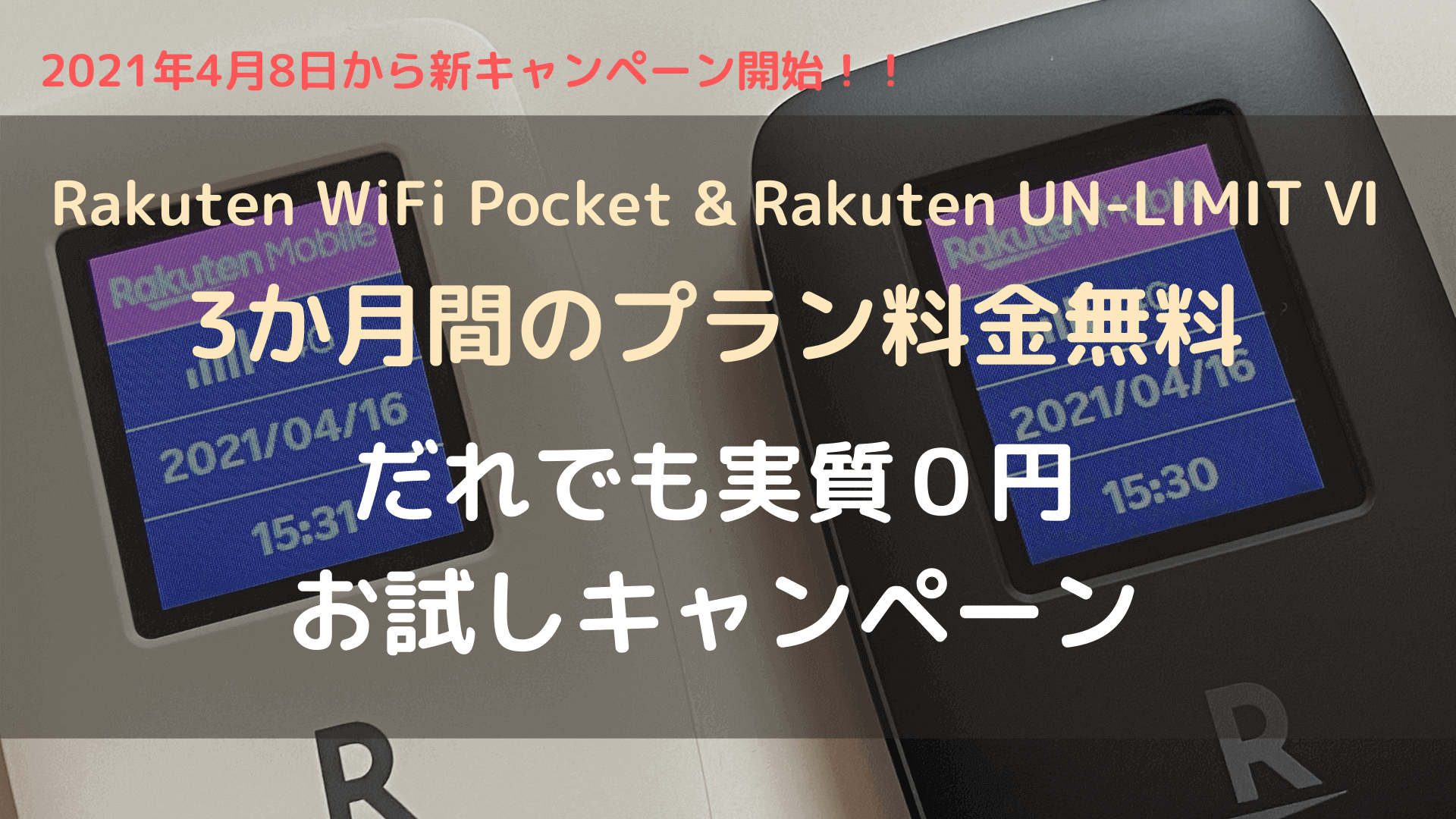 【3か月間プラン料金無料】Rakuten WiFi Pocket で気軽にネット環境を！「だれでも実質０円お試しキャンペーン」ネット申し込みの手引き